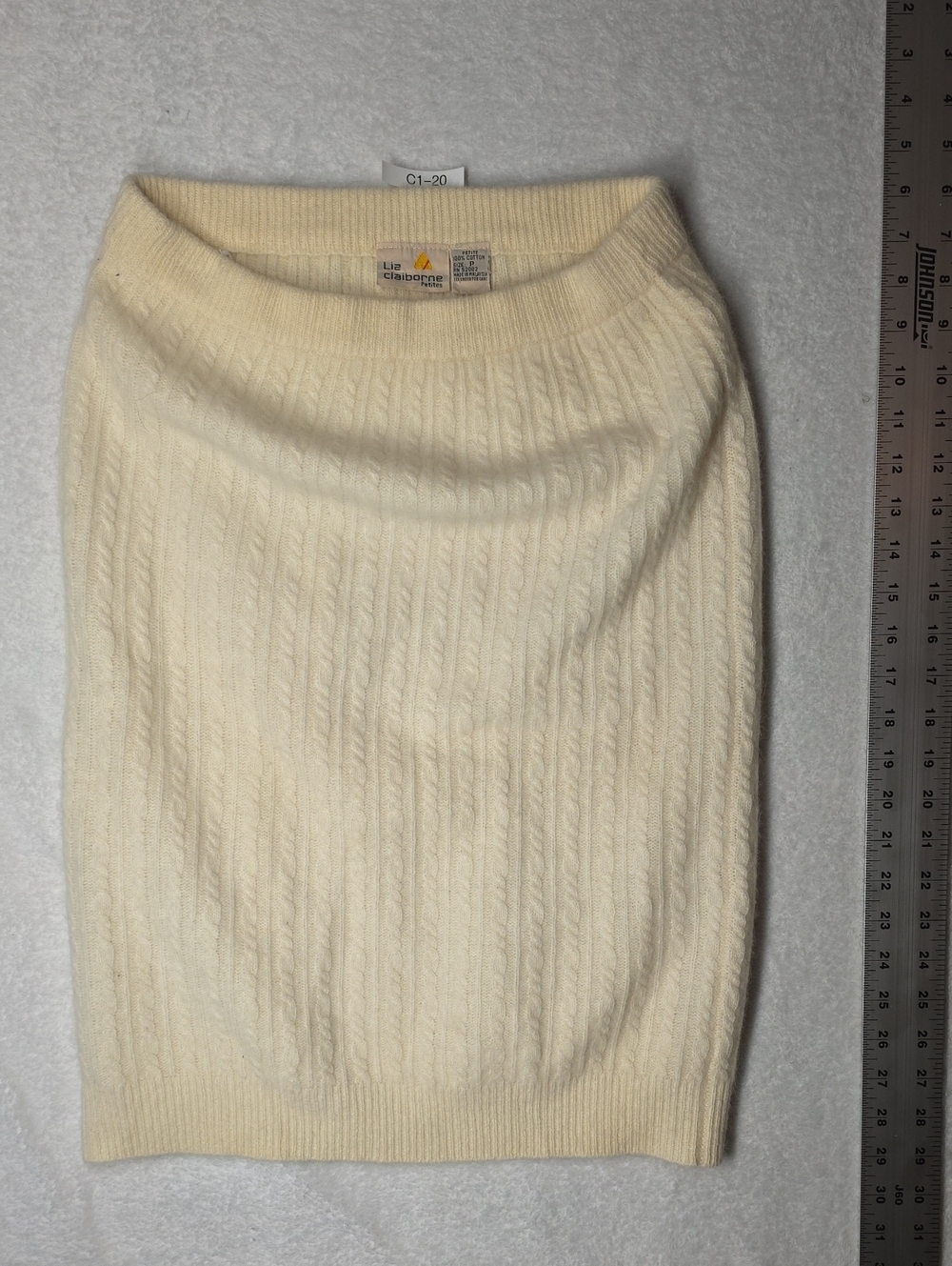 Liz Claiborne Ivory Cable-Knit Pencil Skirt